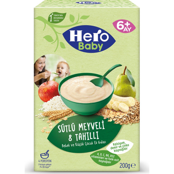 HERO BABY SÜTLÜ 8 TAHILLI MEYV.200Gx12