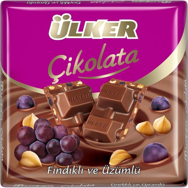 ÜLKER KARE ÇİKOLATA ÜZÜMLÜ FINDIK